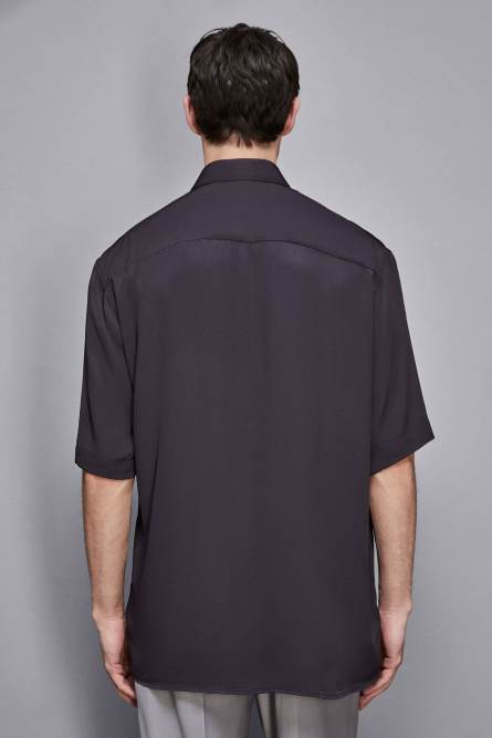 Short sleeve shirt in viscose twill, Blue, Patrizia Pepe