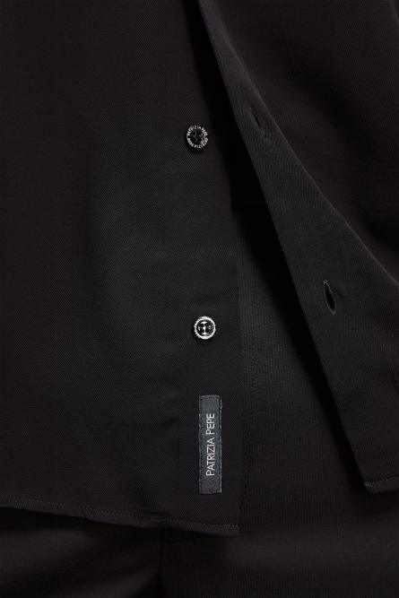 Short sleeve shirt in viscose twill, Black, Patrizia Pepe
