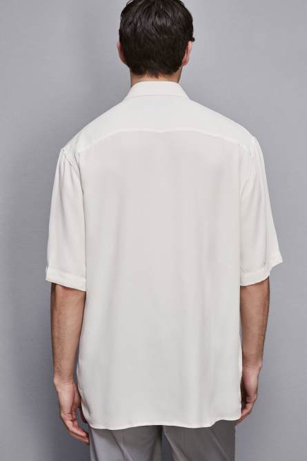 Short sleeve shirt in viscose twill, White, Patrizia Pepe