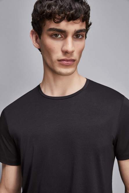 T-shirt slim fit in lyocell e cotone, Nero, Patrizia Pepe