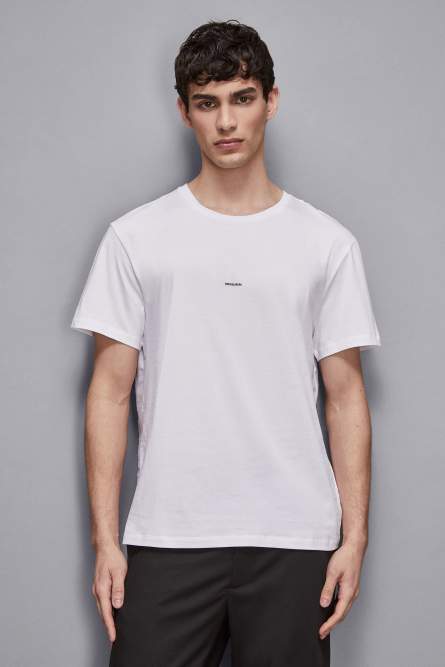 Pima cotton jersey t-shirt with logo, White, Patrizia Pepe