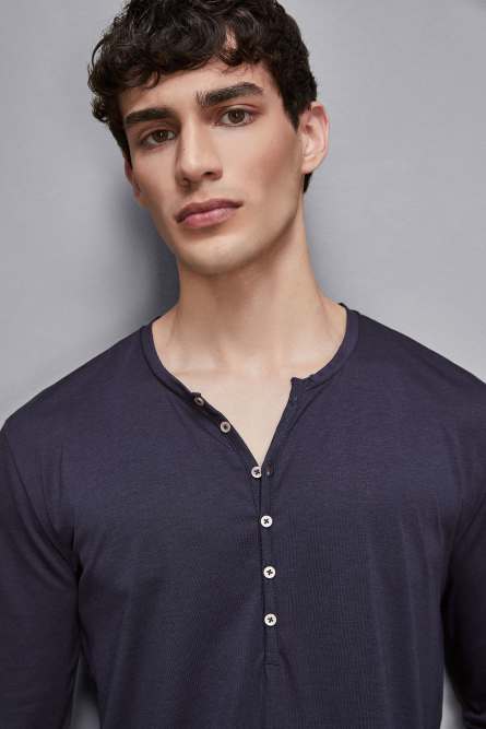 Long sleeve jersey with buttons, Blue, Patrizia Pepe