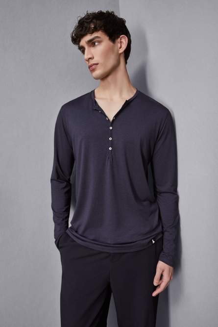 Long sleeve jersey with buttons, Blue, Patrizia Pepe