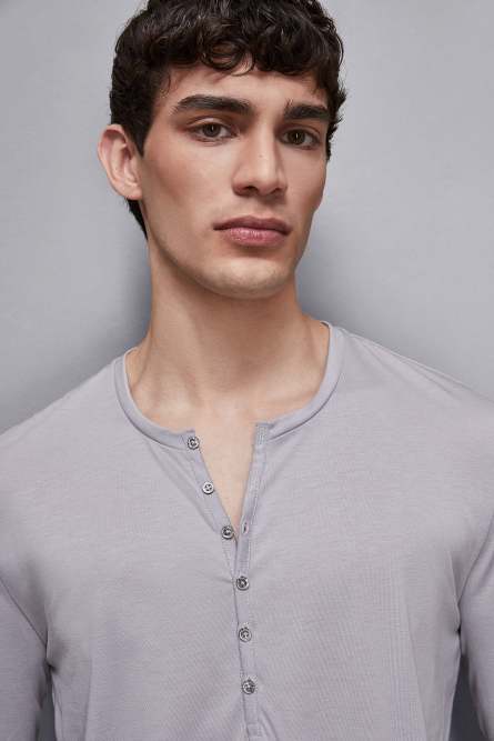 Long sleeve jersey with buttons, Grey, Patrizia Pepe