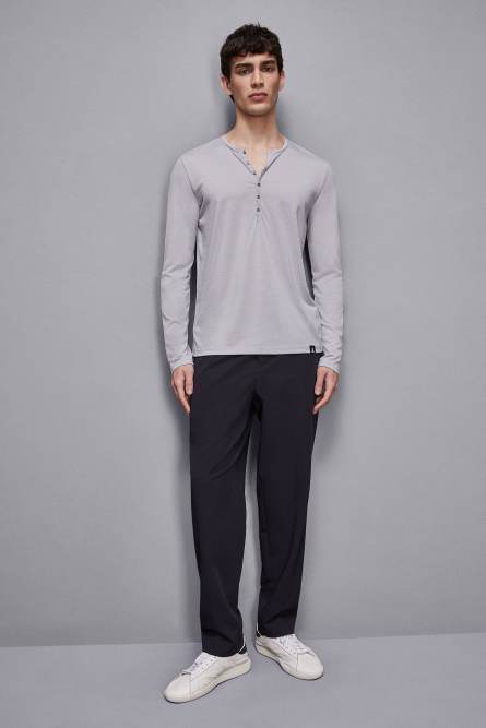 Long sleeve jersey with buttons, Grey, Patrizia Pepe