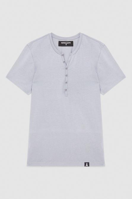 Cotton t-shirt with buttons, Grey, Patrizia Pepe