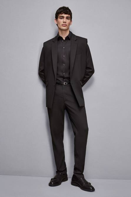 Wool blend cigarette-fit pants, Black, Patrizia Pepe