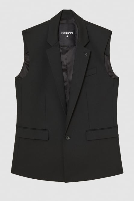Giacca gilet in misto lana, Nero, Patrizia Pepe