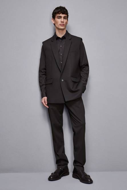 Giacca gilet in misto lana, Nero, Patrizia Pepe