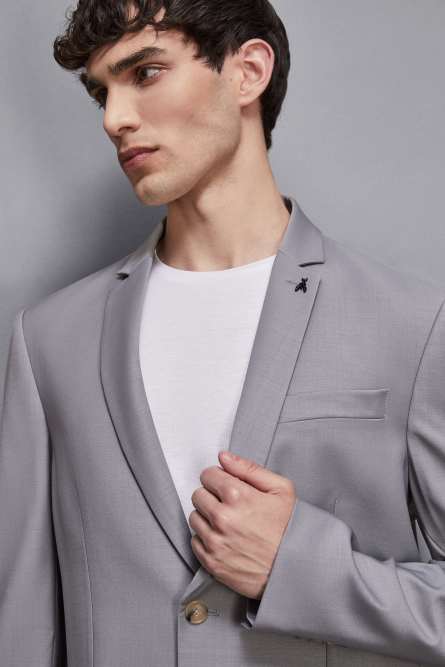 Single-breasted jacket in cool wool, Grey, Patrizia Pepe