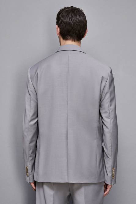 Single-breasted jacket in cool wool, Grey, Patrizia Pepe