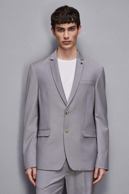 Single-breasted jacket in cool wool, Grey, Patrizia Pepe