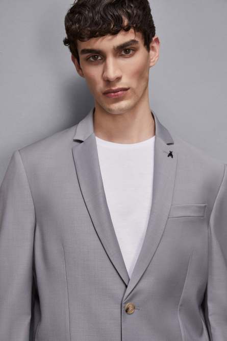 Single-breasted jacket in cool wool, Grey, Patrizia Pepe