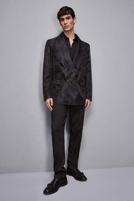Straight double-breasted unlined jacket, Black, Patrizia Pepe