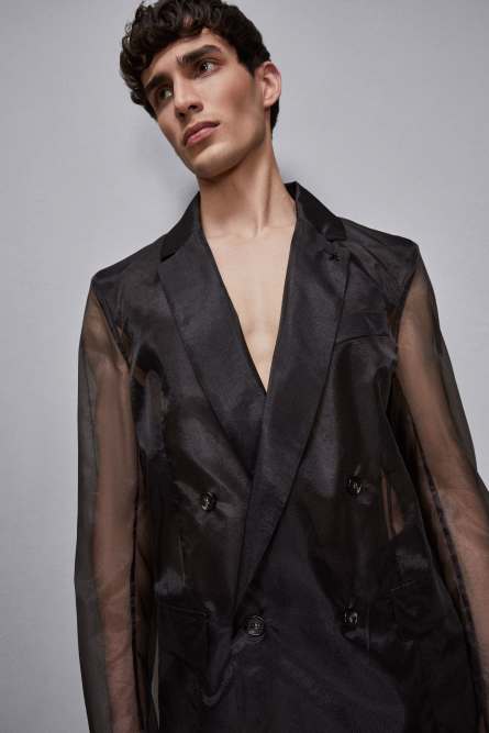 Straight double-breasted unlined jacket, Black, Patrizia Pepe