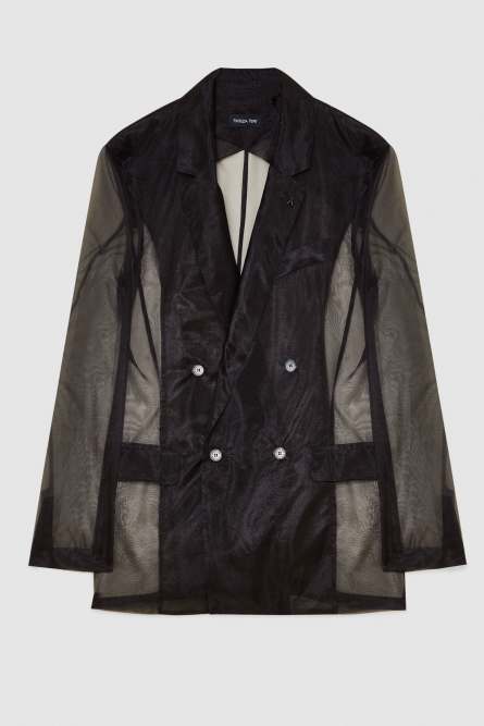 Straight double-breasted unlined jacket, Black, Patrizia Pepe