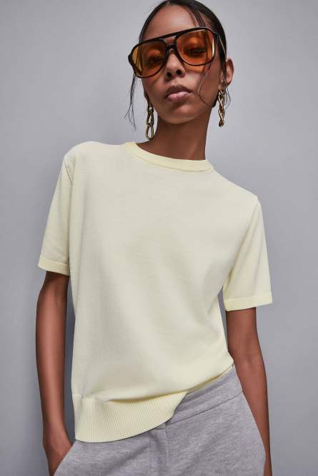 Knitted T-shirt, Yellow, Patrizia Pepe