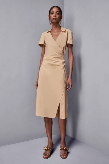 Cotton crossover dress, Apricot, Patrizia Pepe