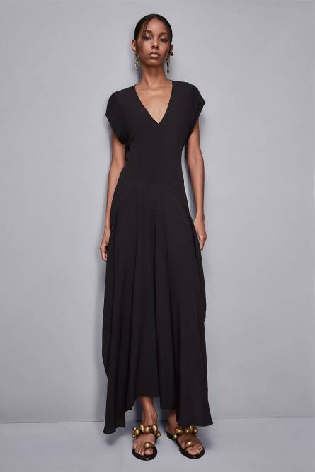 Long dress in Essential viscose, Black, Patrizia Pepe