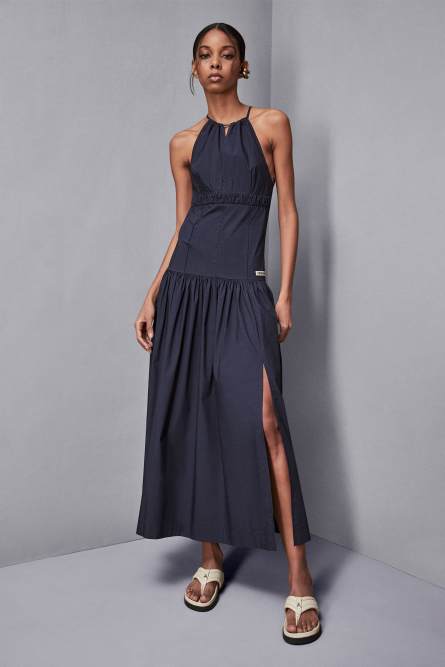 Poplin ankle-length dress, Blue, Patrizia Pepe