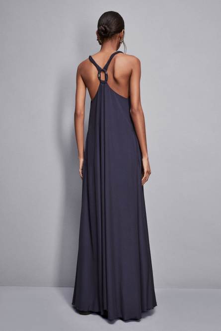 Essential long V-neck dress, Blue, Patrizia Pepe