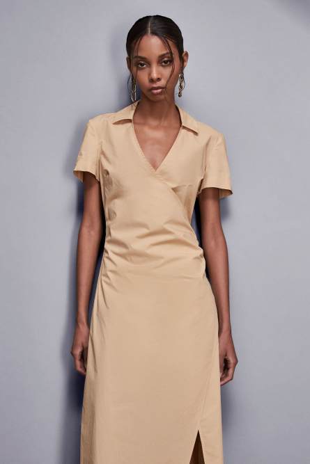 Cotton crossover dress, Apricot, Patrizia Pepe