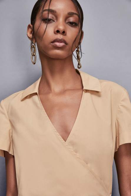 Cotton crossover dress, Apricot, Patrizia Pepe