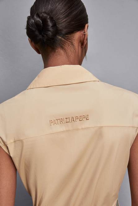 Midi cotton shirt dress, Apricot, Patrizia Pepe