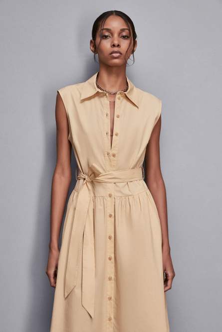 Midi cotton shirt dress, Apricot, Patrizia Pepe