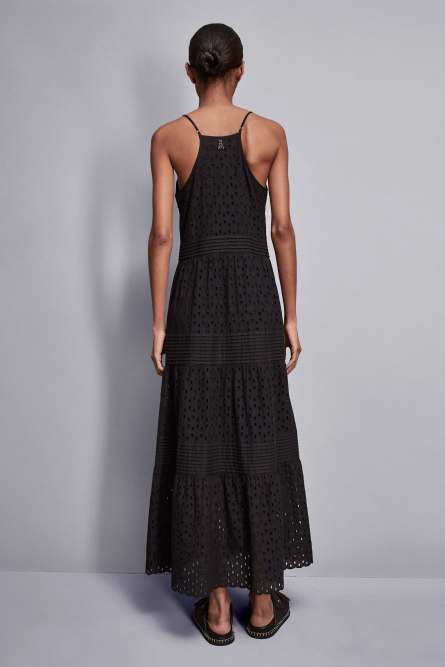 Long shirt dress in broderie anglaise, Black, Patrizia Pepe