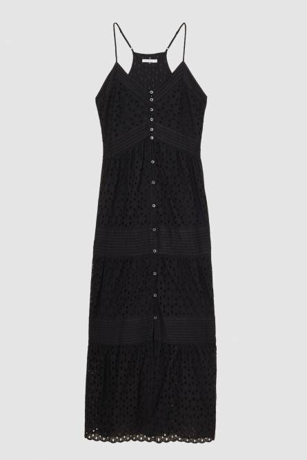 Long shirt dress in broderie anglaise, Black, Patrizia Pepe