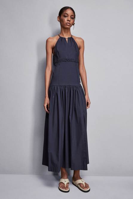 Poplin ankle-length dress, Blue, Patrizia Pepe