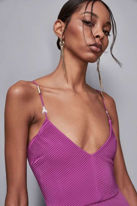 Essential georgette fitted dress, Purple, Patrizia Pepe