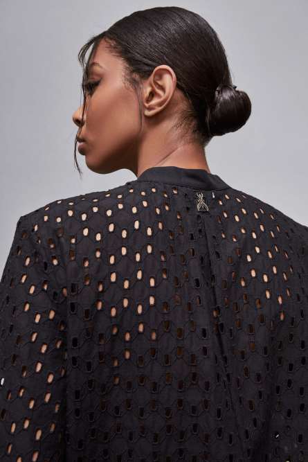 Short sleeve shirt in broderie anglaise, Black, Patrizia Pepe