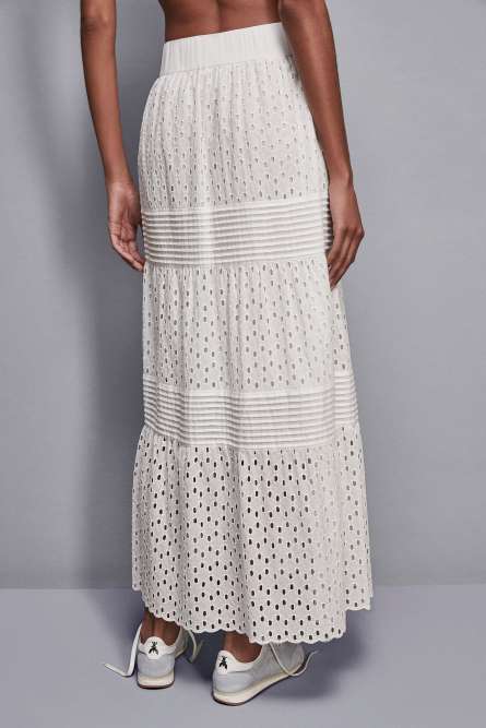 Long broderie anglaise skirt, White, Patrizia Pepe