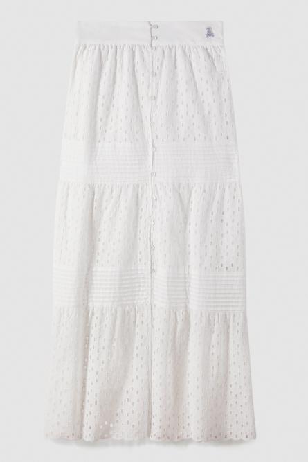 Long broderie anglaise skirt, White, Patrizia Pepe