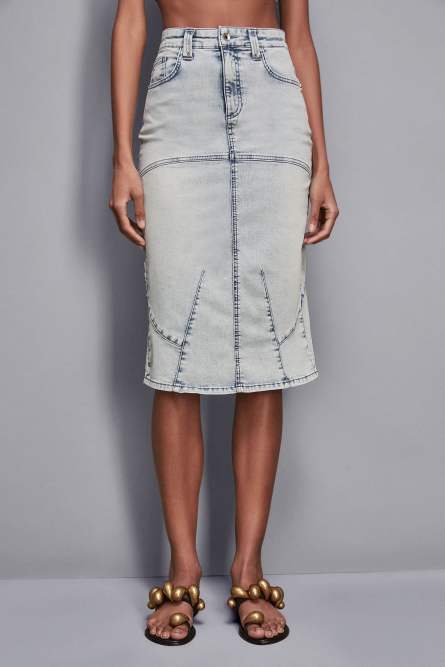 Midi-Rock aus Denim, Hellblau, Patrizia Pepe
