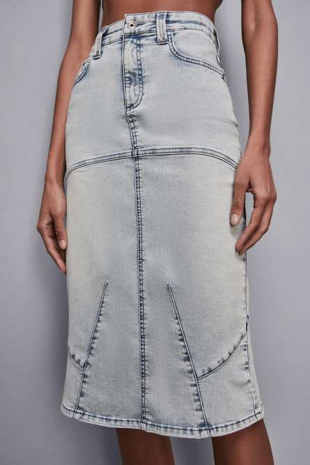 Midi-Rock aus Denim, Hellblau, Patrizia Pepe