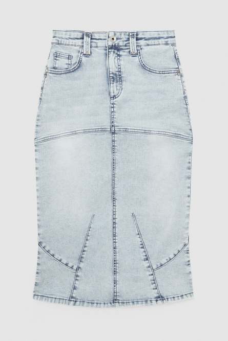 Midi-Rock aus Denim, Hellblau, Patrizia Pepe