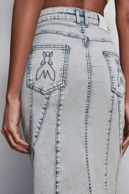 Midi-Rock aus Denim, Hellblau, Patrizia Pepe