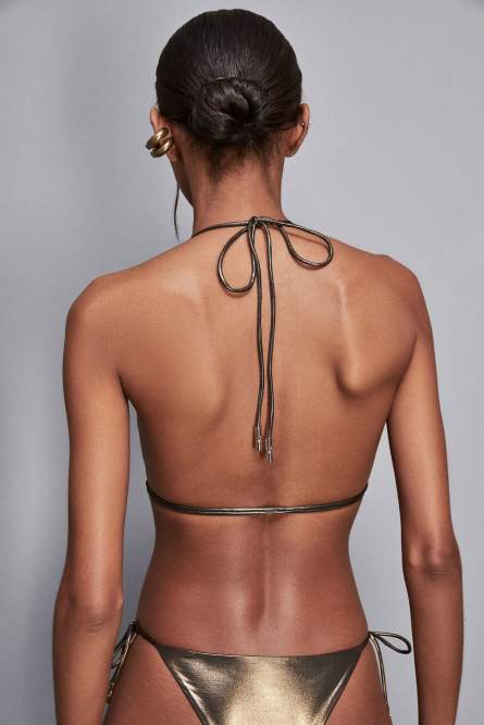 Technical jersey bikini top, Gold, Patrizia Pepe