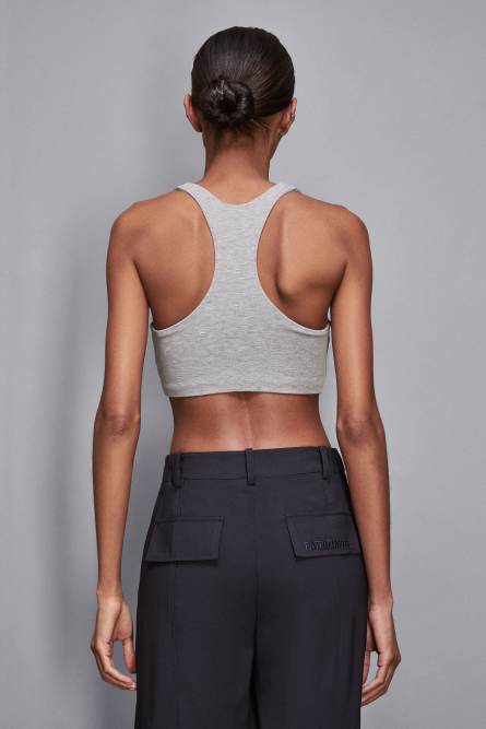 Skinny top in technical jersey, Grey, Patrizia Pepe