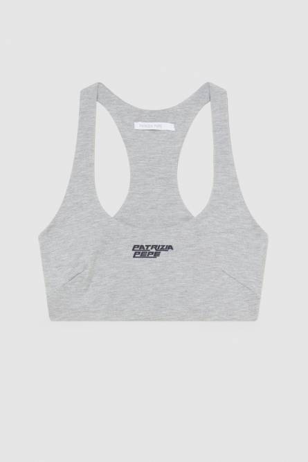 Skinny top in technical jersey, Grey, Patrizia Pepe