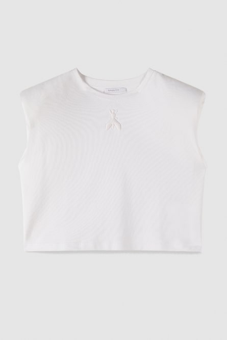 T-shirt senza maniche con spalline imbottite, Bianco, Patrizia Pepe