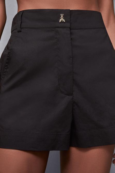 High-waisted cotton Bermuda shorts, Black, Patrizia Pepe