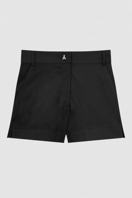 High-waisted cotton Bermuda shorts, Black, Patrizia Pepe