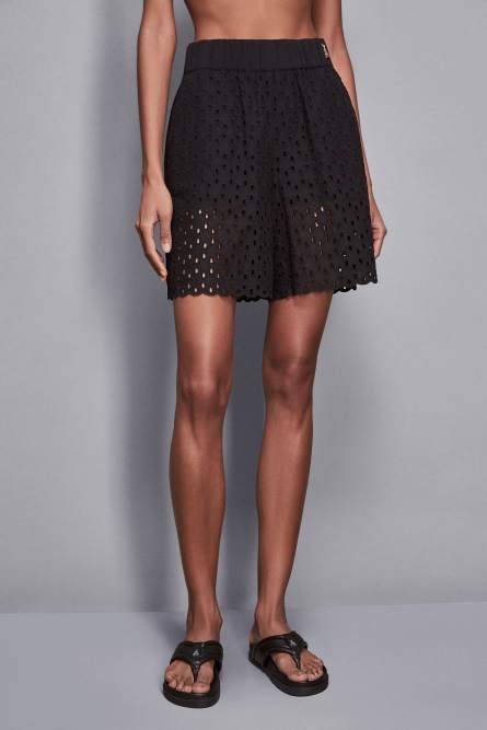 Regular fit broderie anglaise Bermuda shorts, Black, Patrizia Pepe