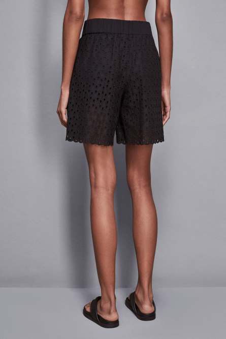 Regular fit broderie anglaise Bermuda shorts, Black, Patrizia Pepe