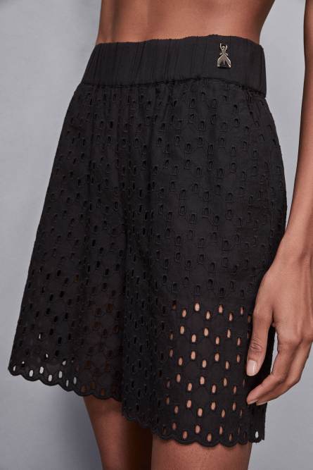Regular fit broderie anglaise Bermuda shorts, Black, Patrizia Pepe