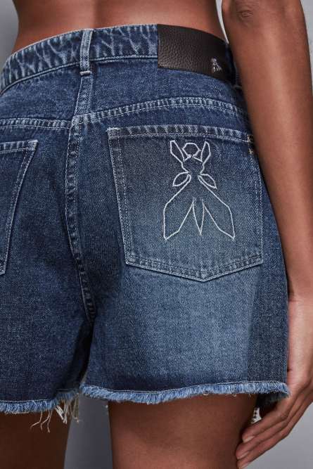 Denim shorts with rhinestones, Light Blue, Patrizia Pepe